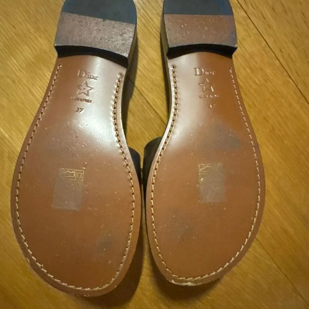 Dior Revolution Slides Black Leather and Rhinestones size 37